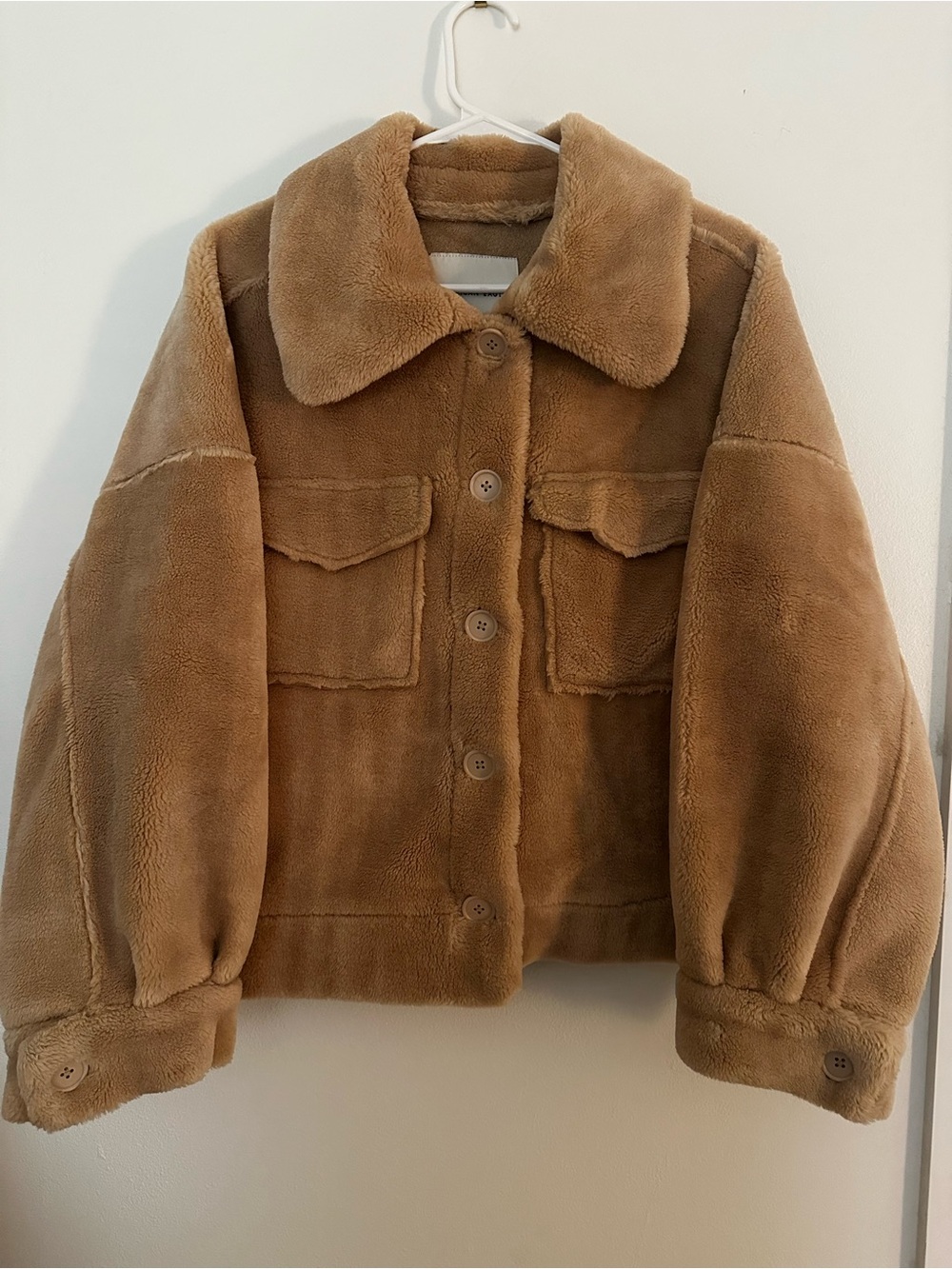 AERIE Shearling Button-Up Jacket - Camel